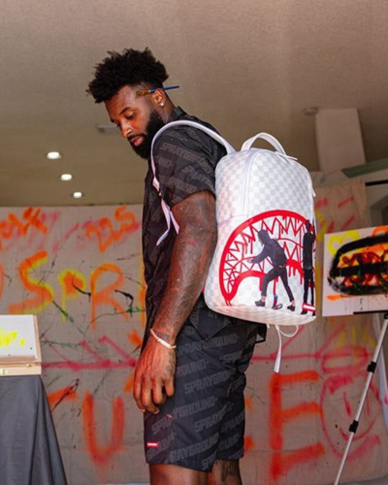 White Sprayground Jarvis Landry Wynwood (Dlxv) Backpacks | 71804-INFX