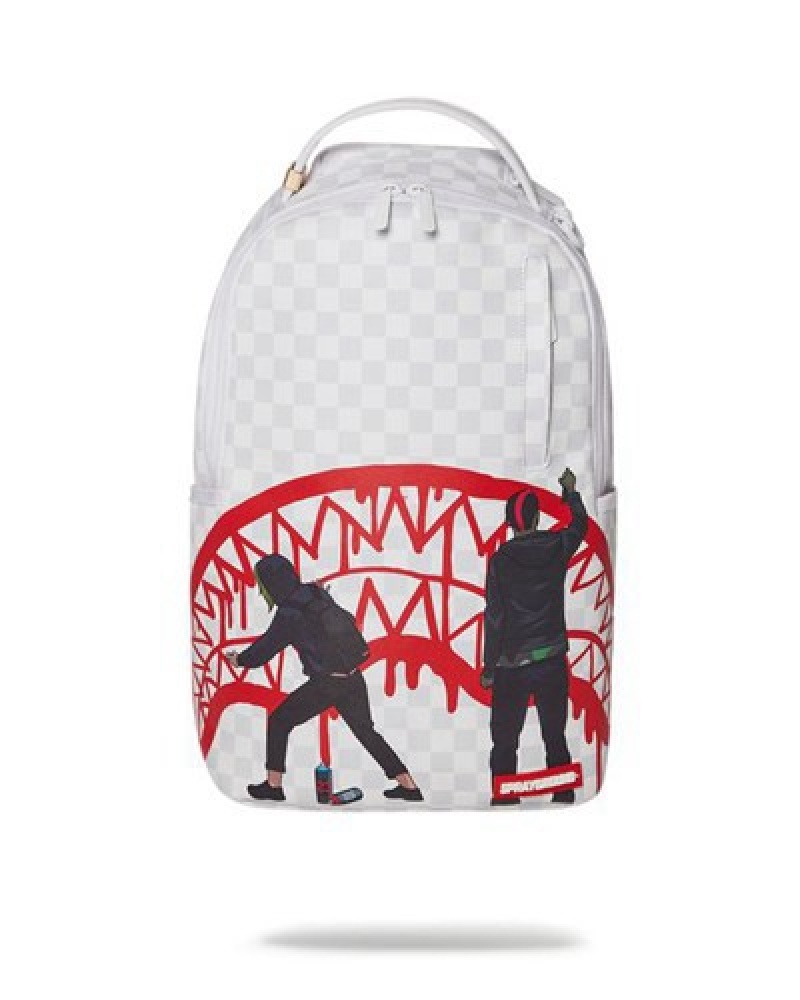 White Sprayground Jarvis Landry Wynwood (Dlxv) Backpacks | 71804-INFX