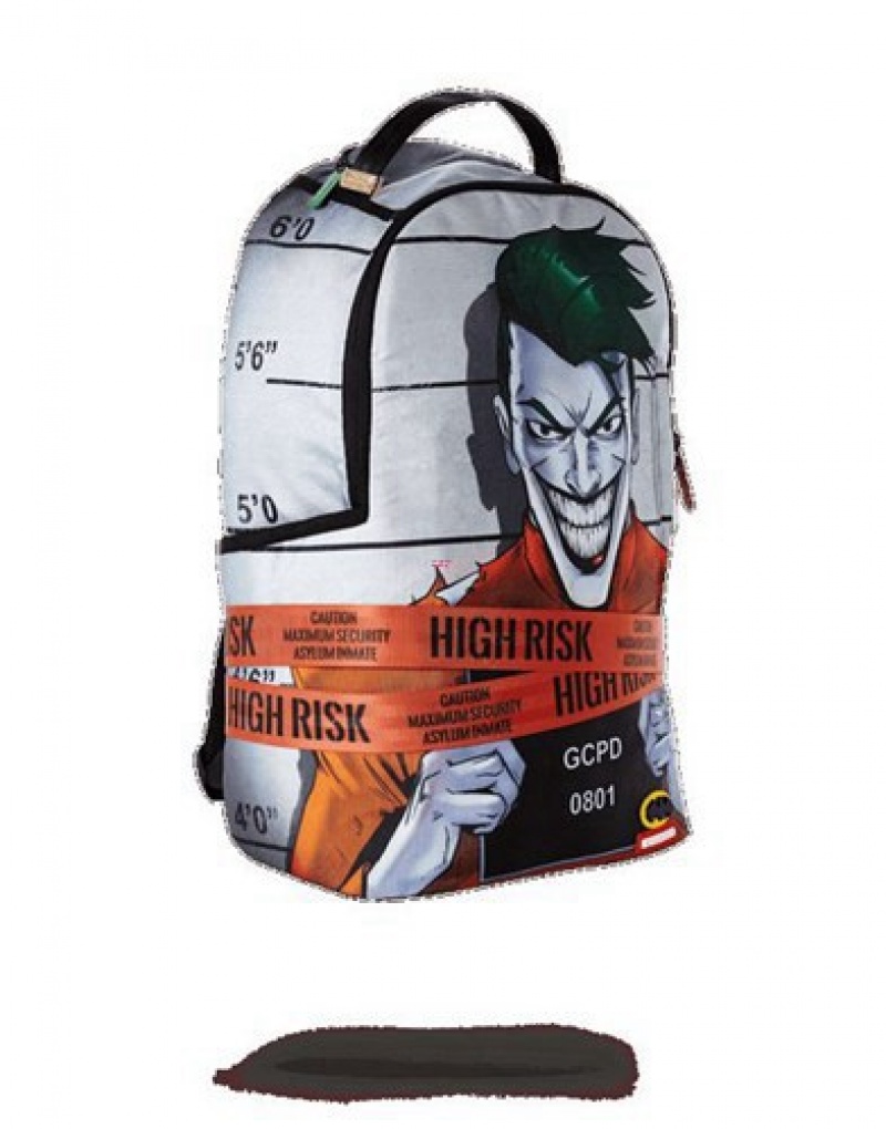 White Sprayground Joker Mug Shot Backpacks | 49560-CSPG