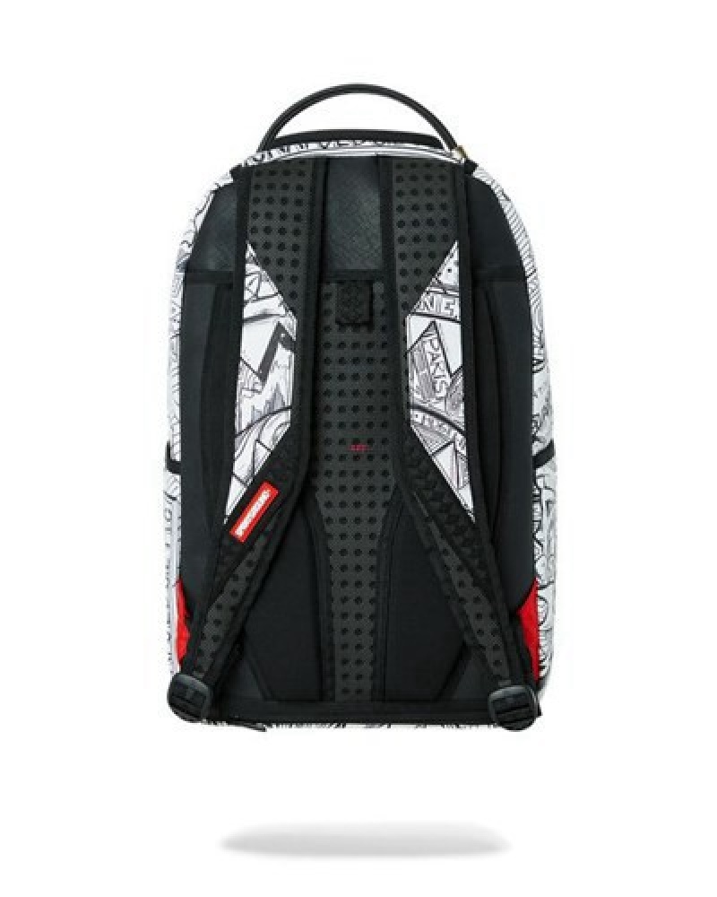 White Sprayground Mad Doodles (Dlxv) Backpacks | 49518-WCAU