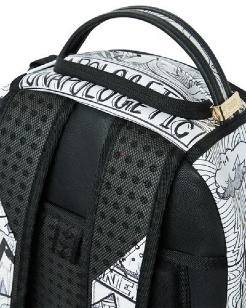 White Sprayground Mad Doodles (Dlxv) Backpacks | 49518-WCAU