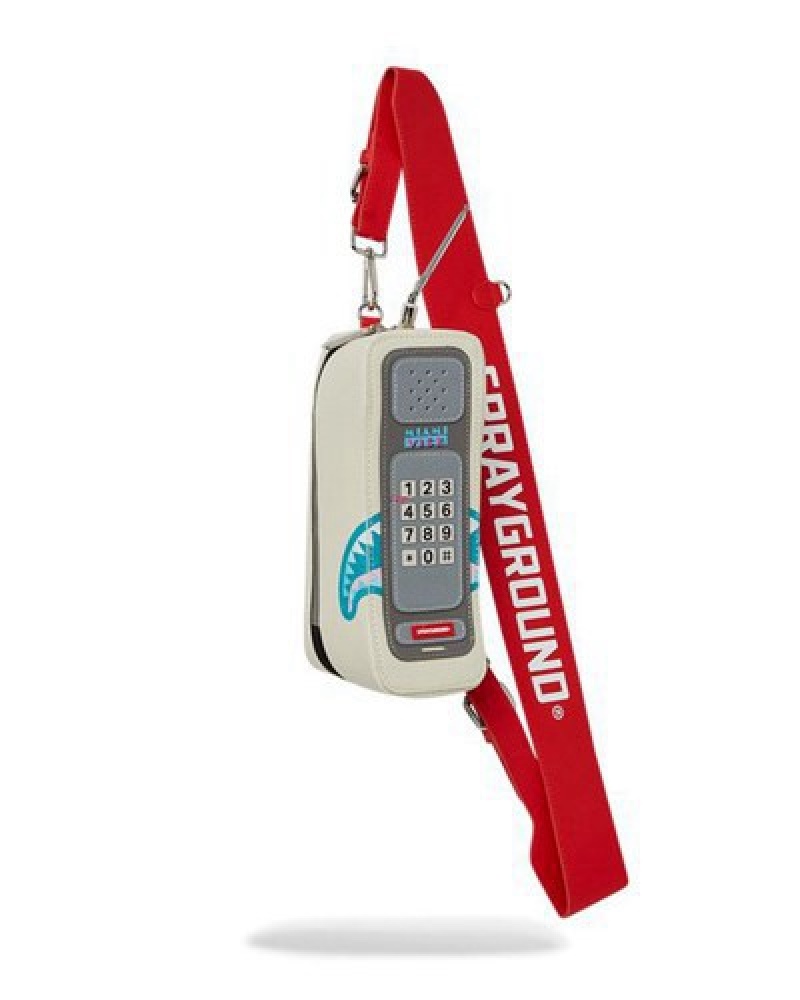 White Sprayground Miami Vice Cellphone Backpacks | 97862-WLOA