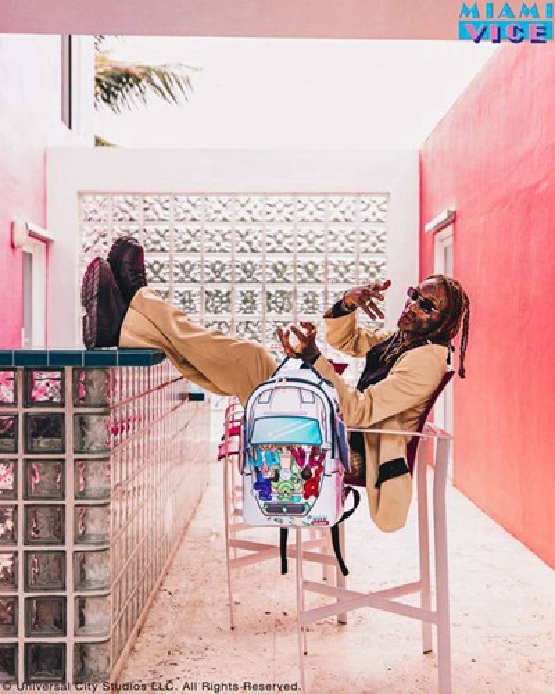 White Sprayground Miami Vice Wings Up (Dlxv) Backpacks | 25806-IGST