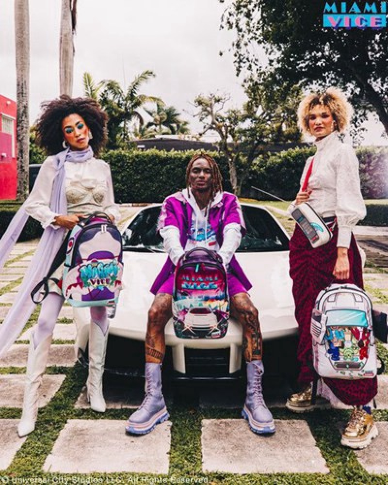 White Sprayground Miami Vice Wings Up (Dlxv) Backpacks | 25806-IGST