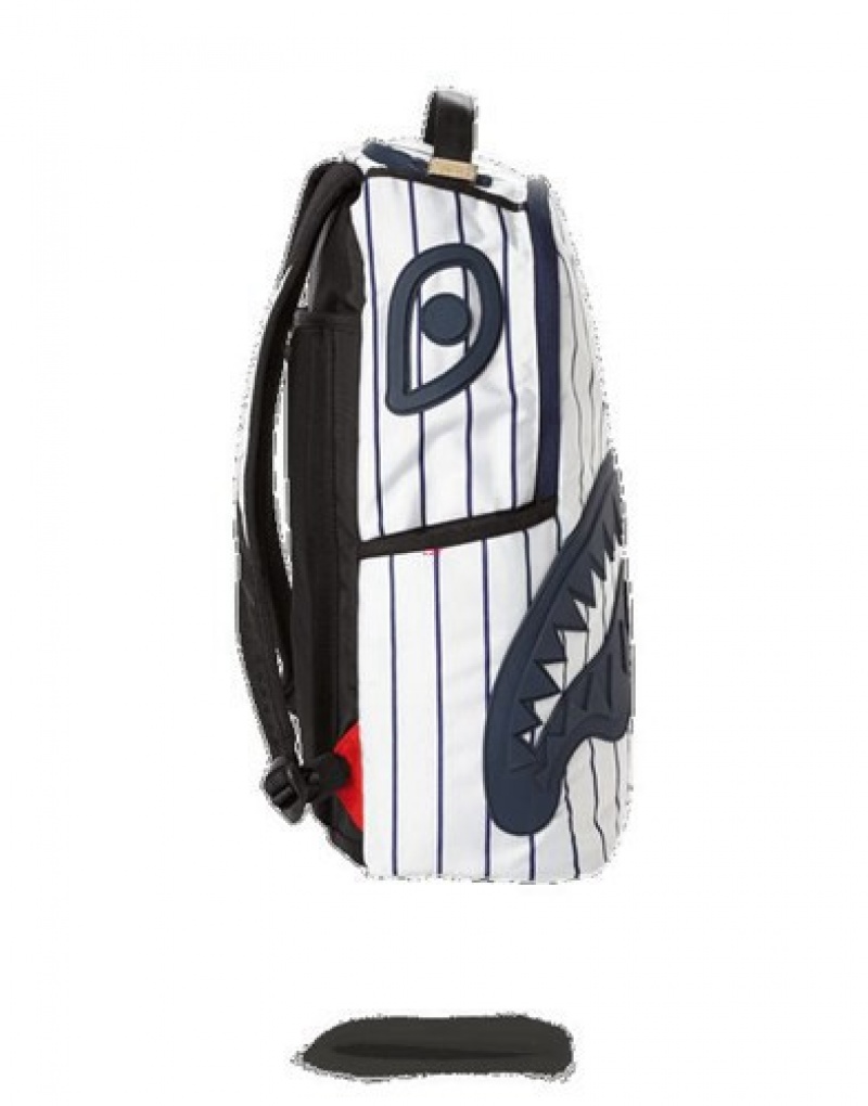 White Sprayground Mlb Ny Yankees Shark Backpacks | 94867-XKOD