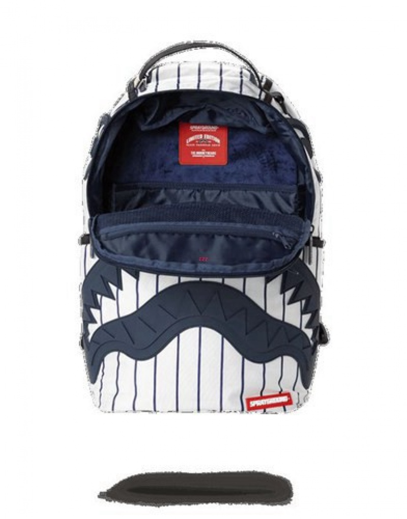 White Sprayground Mlb Ny Yankees Shark Backpacks | 94867-XKOD