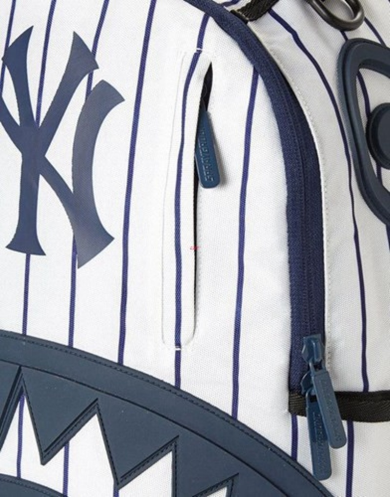 White Sprayground Mlb Ny Yankees Shark Backpacks | 94867-XKOD