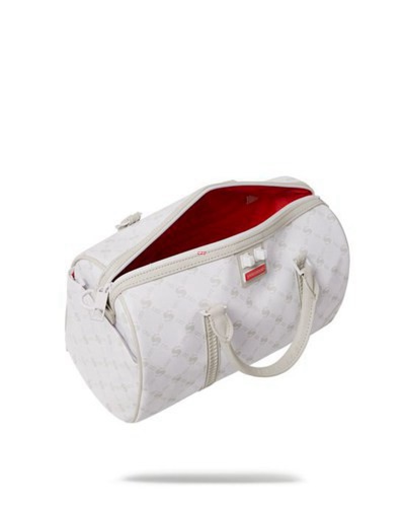 White Sprayground Moneygram Powder Mini Duffle Bags | 90628-SRWB