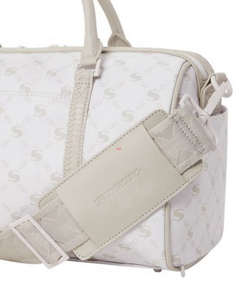 White Sprayground Moneygram Powder Mini Duffle Bags | 90628-SRWB