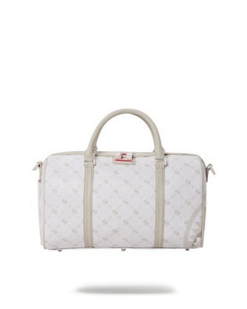 White Sprayground Moneygram Powder Mini Duffle Bags | 90628-SRWB