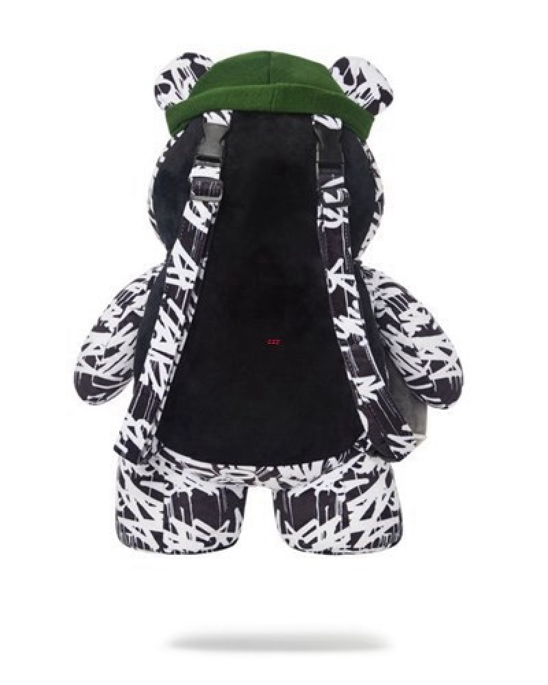 White Sprayground Night Night Moneybear Teddybear Backpacks | 43807-OSEM