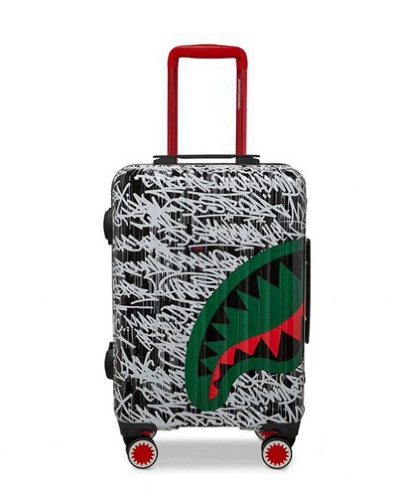 White Sprayground Night Night Sharknautics Hardshell Carry-on Luggage | 71836-HZFO