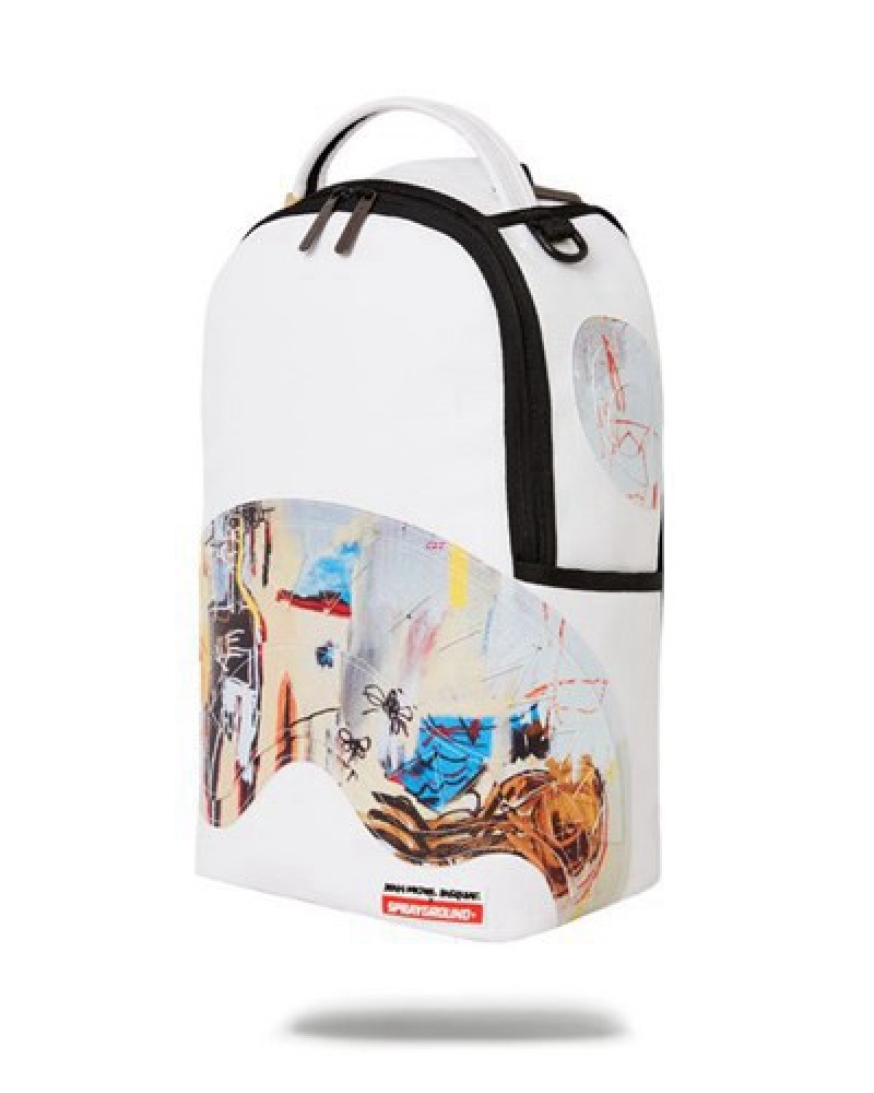 White Sprayground Official Basquiat Acque Pericolose 1981 (Dlxv) Backpacks | 28349-TIFZ