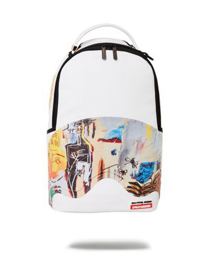 White Sprayground Official Basquiat Acque Pericolose 1981 (Dlxv) Backpacks | 28349-TIFZ