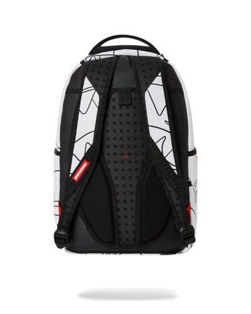 White Sprayground One Liner (Dlxv) Backpacks | 70834-OZPU