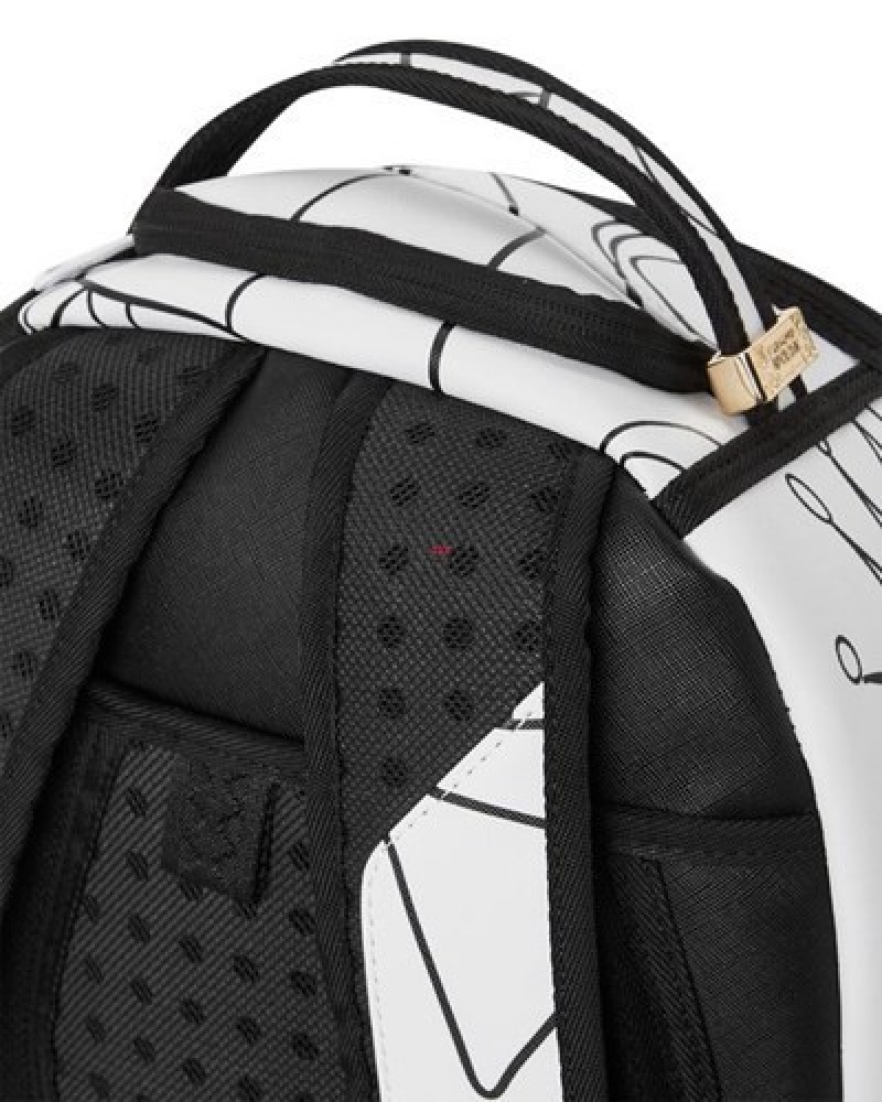 White Sprayground One Liner (Dlxv) Backpacks | 70834-OZPU