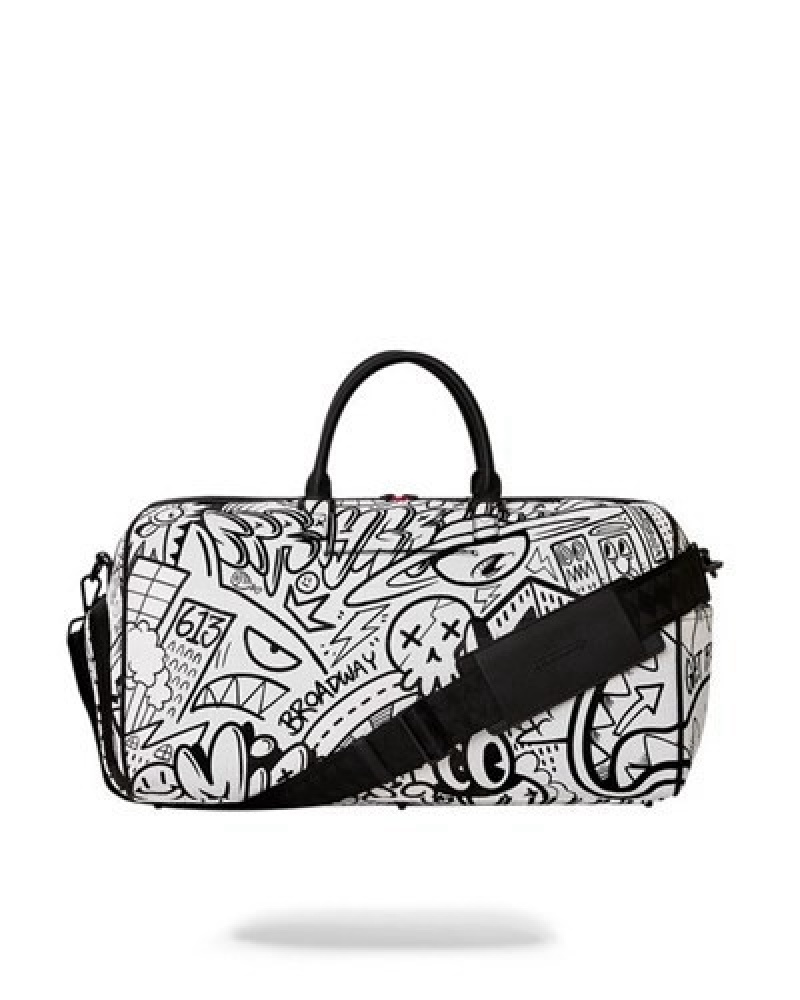 White Sprayground Payday Party Duffle Bags | 51624-GOZN