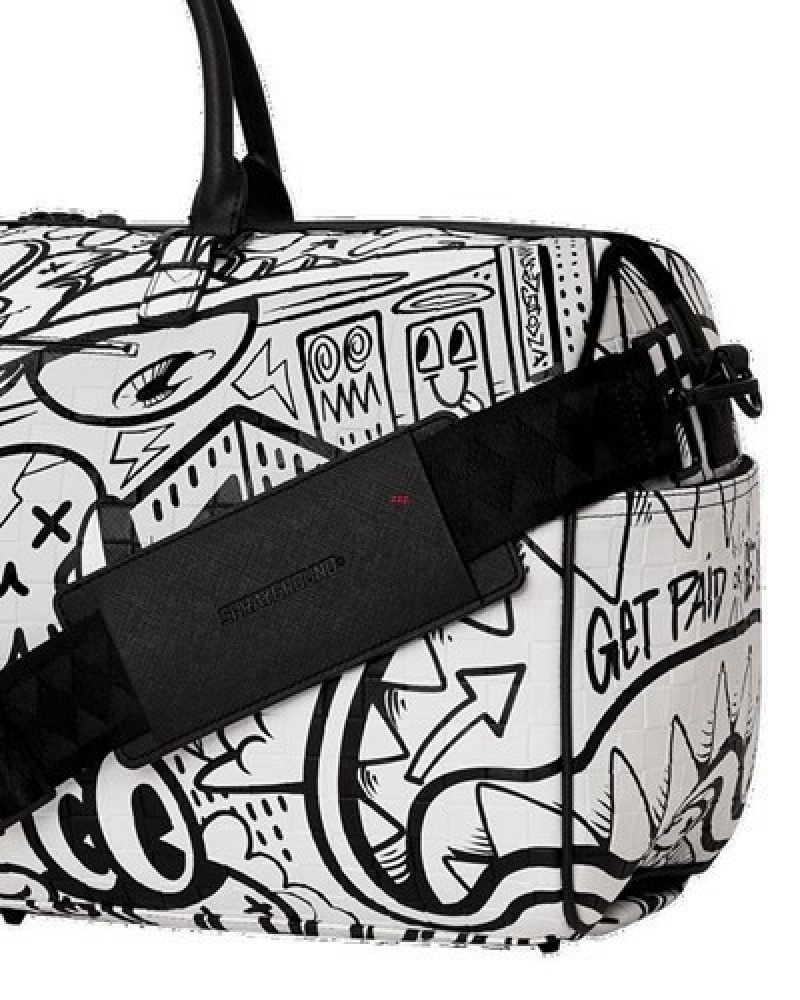 White Sprayground Payday Party Duffle Bags | 51624-GOZN