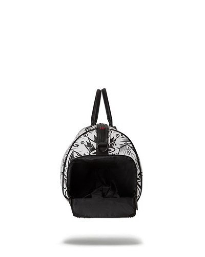 White Sprayground Payday Party Duffle Bags | 51624-GOZN