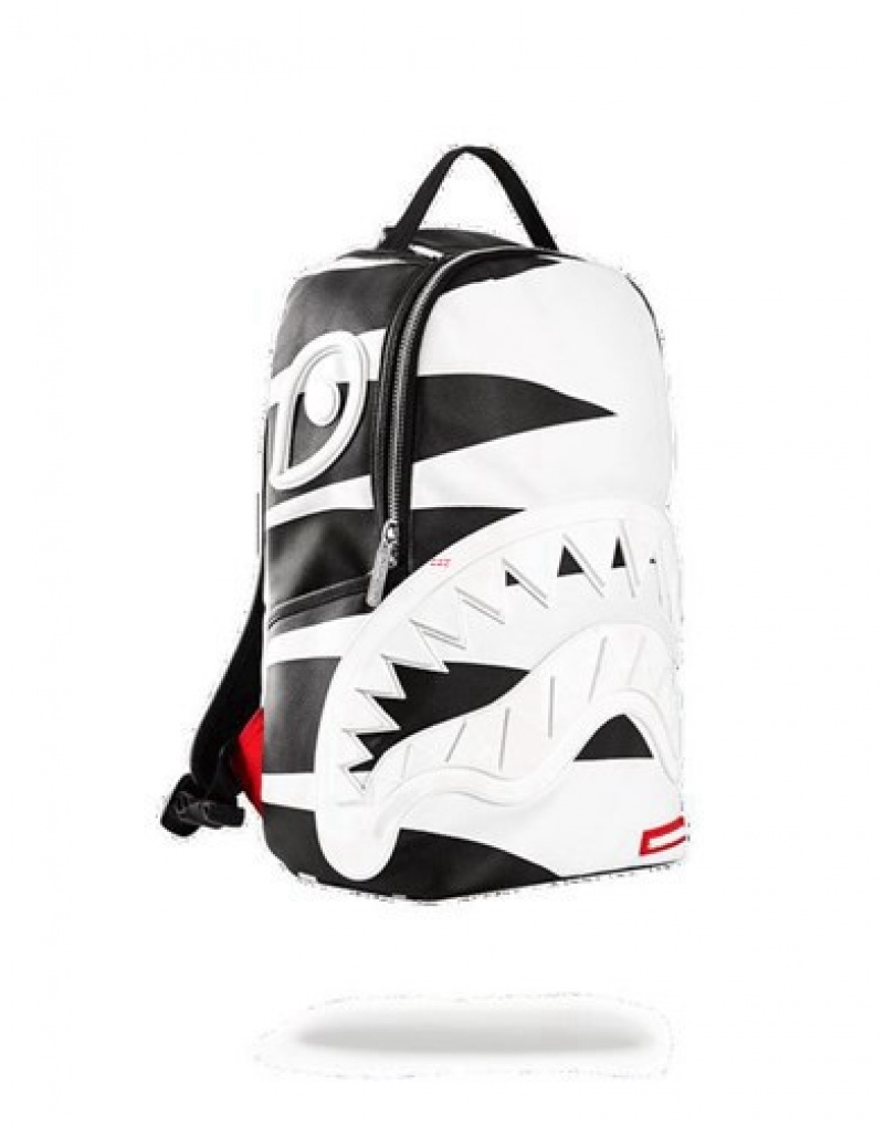 White Sprayground Phantom Rubber Shark Backpacks | 53260-EPAJ