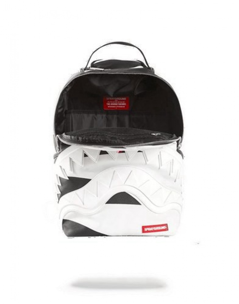 White Sprayground Phantom Rubber Shark Backpacks | 53260-EPAJ