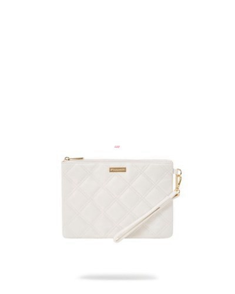 White Sprayground Riviera Le Blanc Gold Chain Shark Crossover Clutch Bag | 41735-RDBV