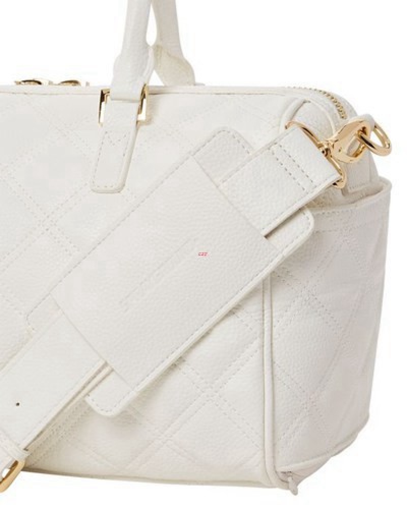 White Sprayground Riviera Le Blanc Gold Chain Shark Mini Duffle Bags | 50691-GJFR