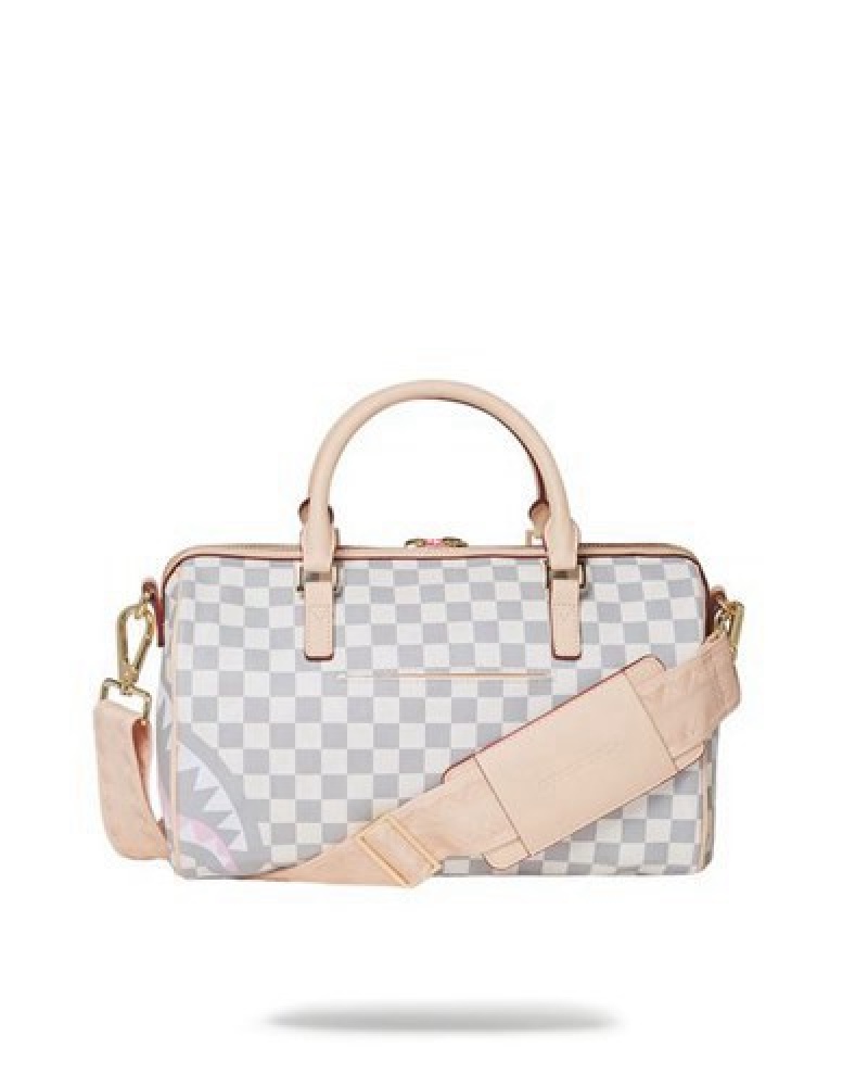 White Sprayground Rose All Day La Palais Mini Duffle Bags | 68194-AUNB