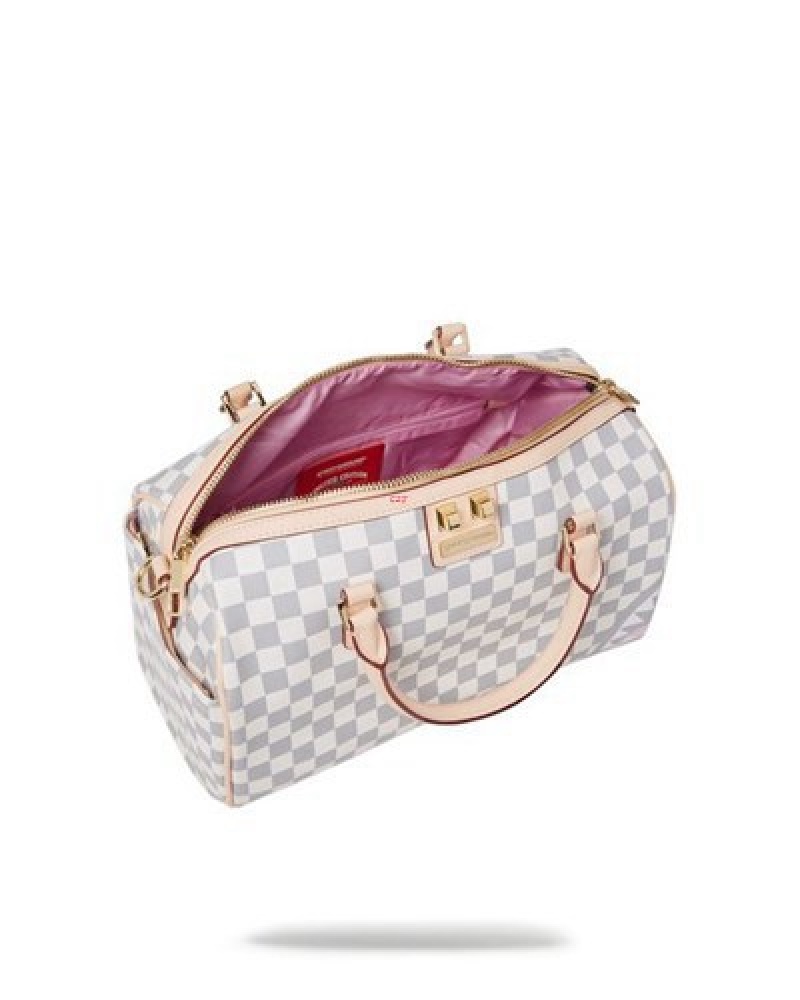 White Sprayground Rose All Day La Palais Mini Duffle Bags | 68194-AUNB