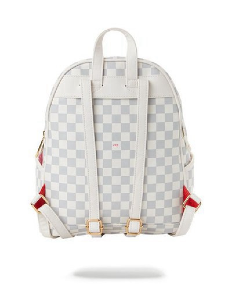 White Sprayground Rose All Day Savage Backpacks | 65381-UMVN