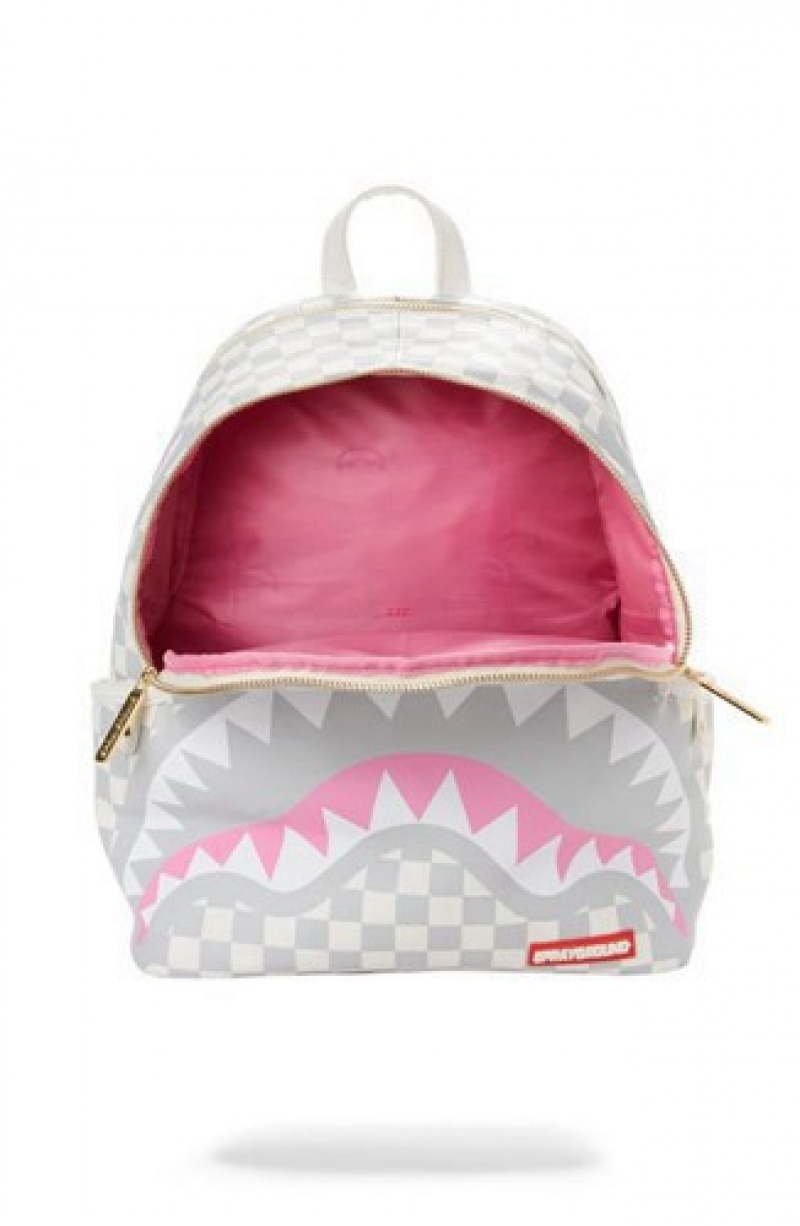 White Sprayground Rose All Day Savage Backpacks | 65381-UMVN