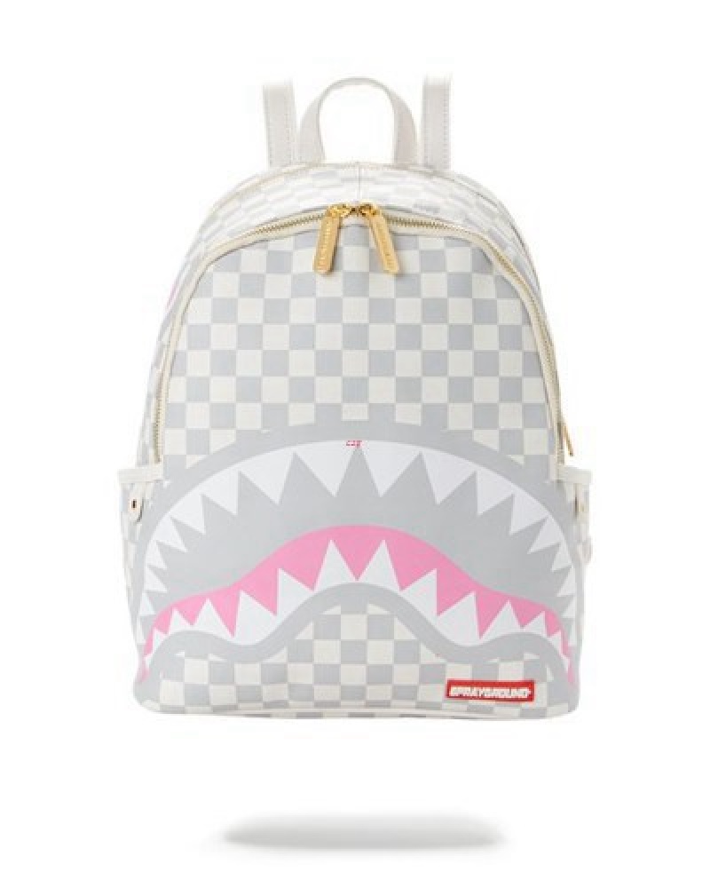 White Sprayground Rose All Day Savage Backpacks | 65381-UMVN