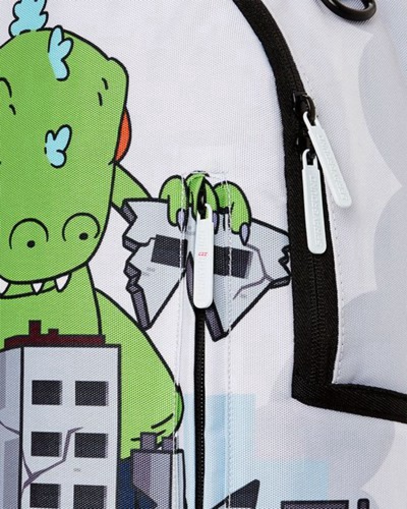 White Sprayground Rugrats Reptar City Smash Backpacks | 16073-CVOH