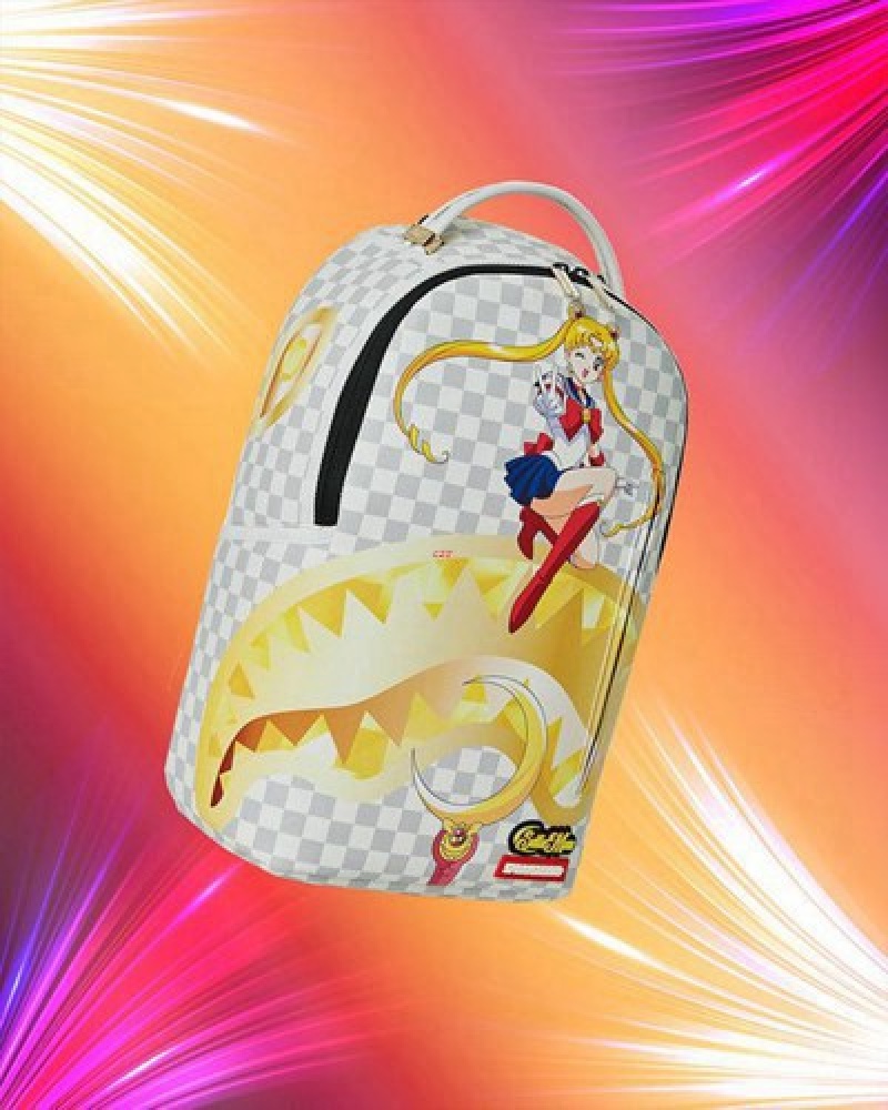 White Sprayground Sailor Moon Wink (Dlxv) Backpacks | 83752-OUMS