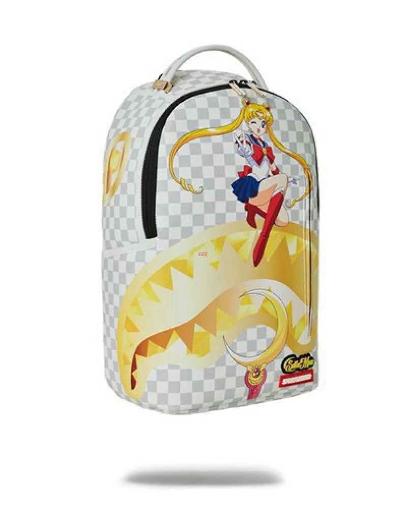 White Sprayground Sailor Moon Wink (Dlxv) Backpacks | 83752-OUMS