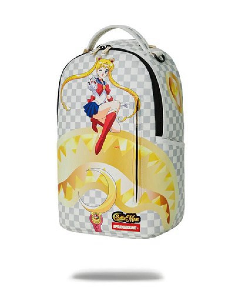 White Sprayground Sailor Moon Wink (Dlxv) Backpacks | 83752-OUMS