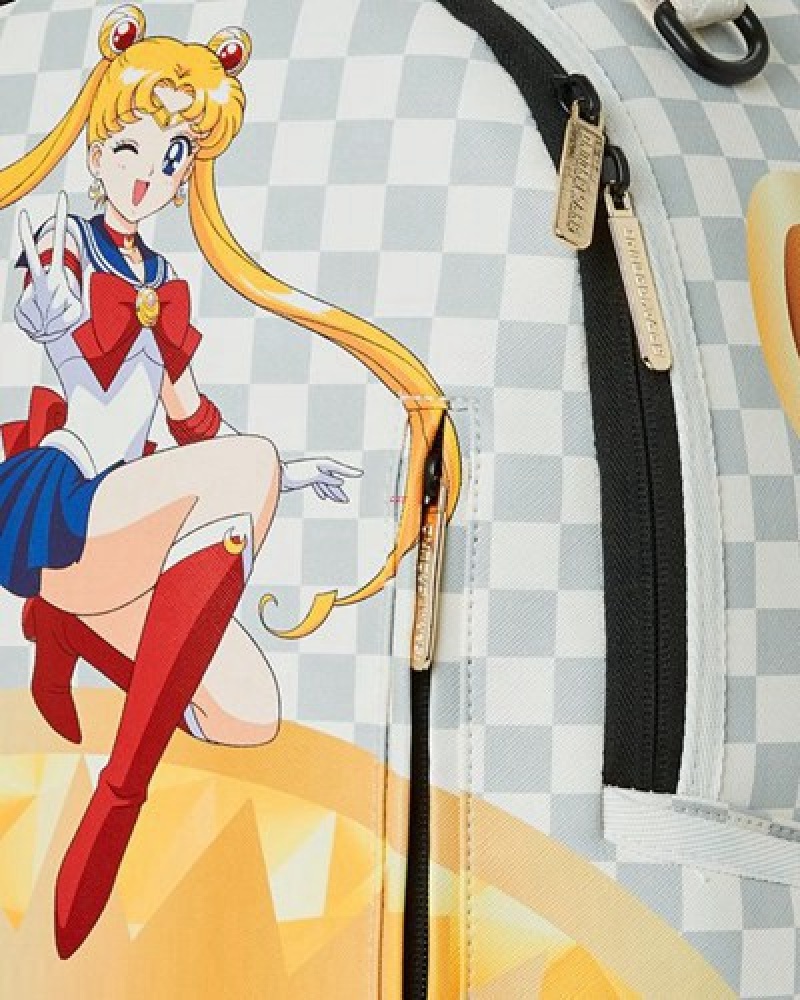 White Sprayground Sailor Moon Wink (Dlxv) Backpacks | 83752-OUMS