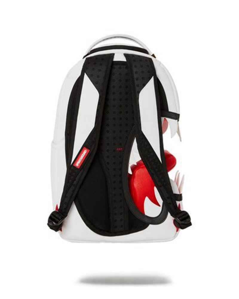 White Sprayground Scream Shark Art Piece (Dlxv) Backpacks | 34908-QSUF