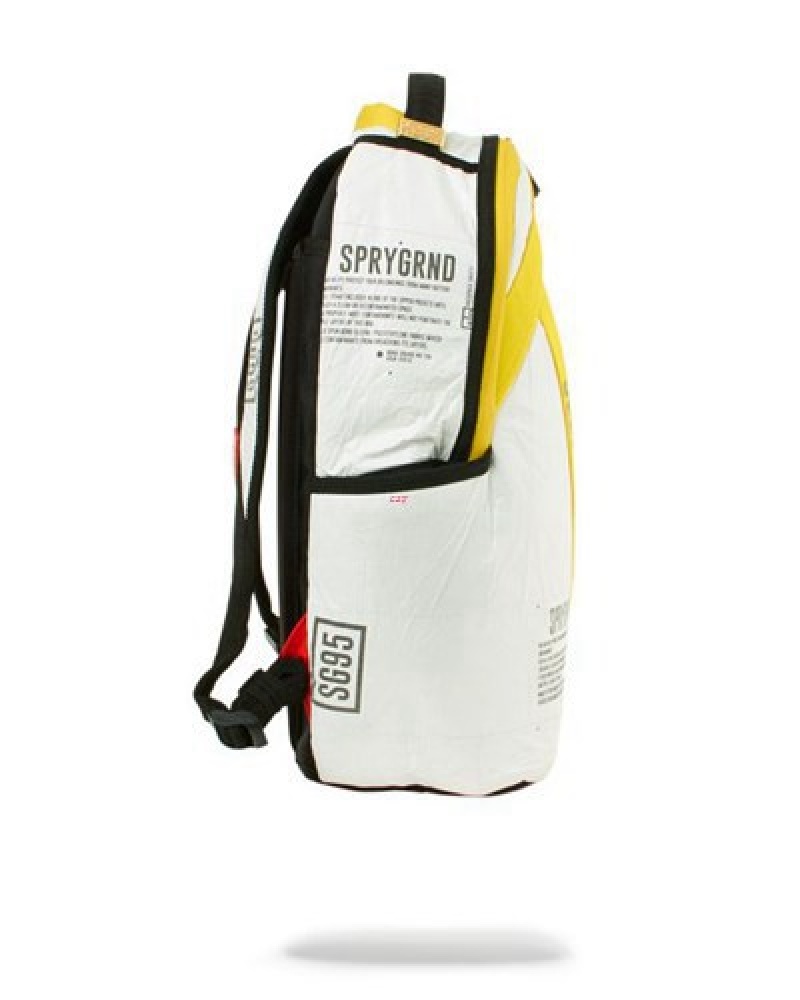 White Sprayground Sg95 Keep Back!Pack Tyvek 3m Shark Backpacks | 82739-TWDY