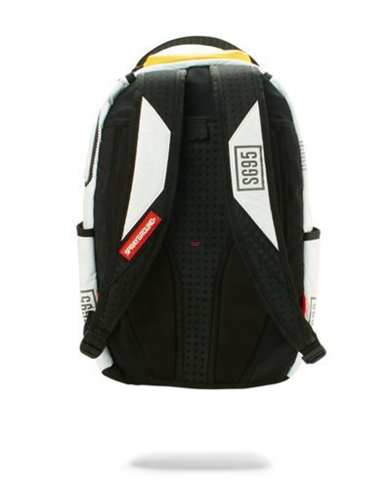 White Sprayground Sg95 Keep Back!Pack Tyvek 3m Shark Backpacks | 82739-TWDY