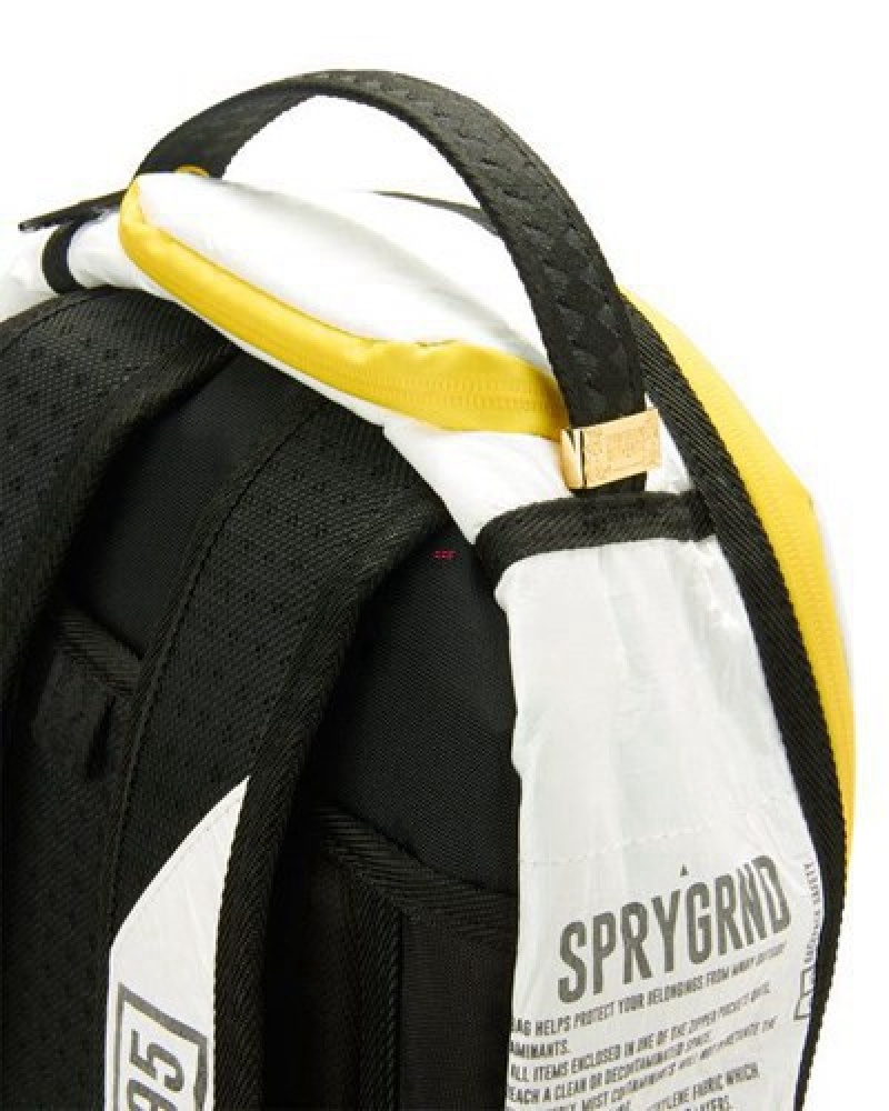 White Sprayground Sg95 Keep Back!Pack Tyvek 3m Shark Backpacks | 82739-TWDY