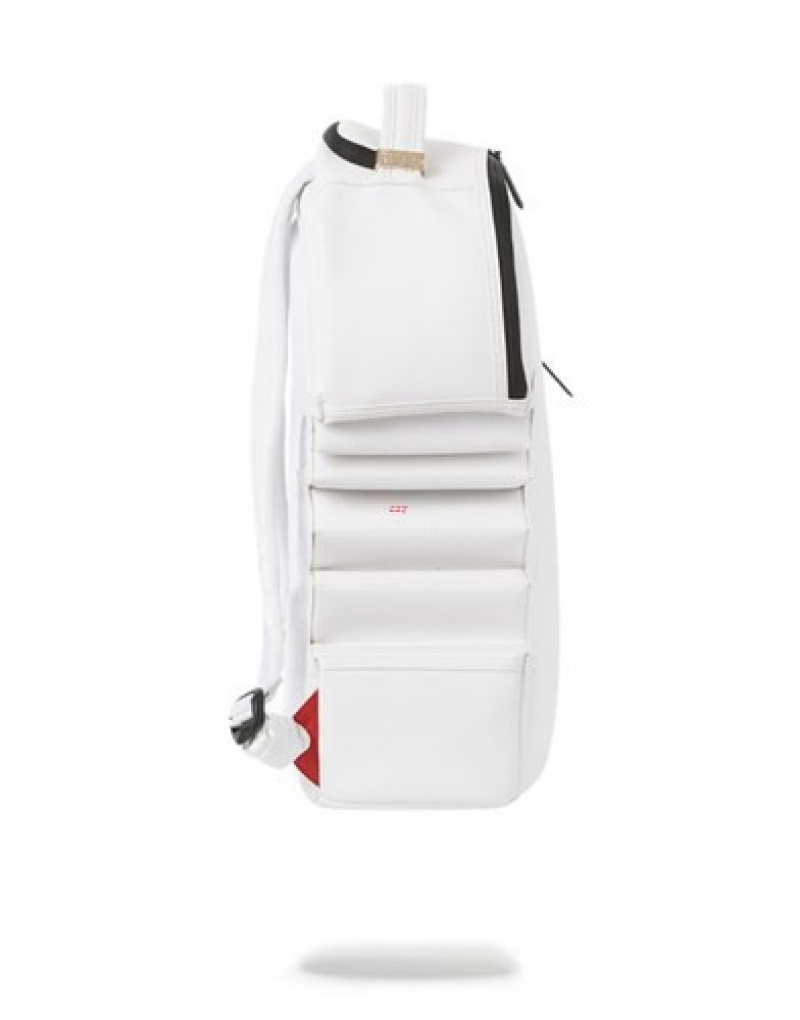 White Sprayground Shark Bite Backpacks | 24196-RFQH