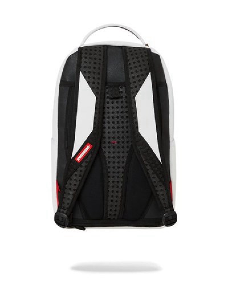 White Sprayground Shark Central (Dlxv) Backpacks | 86041-LRQK