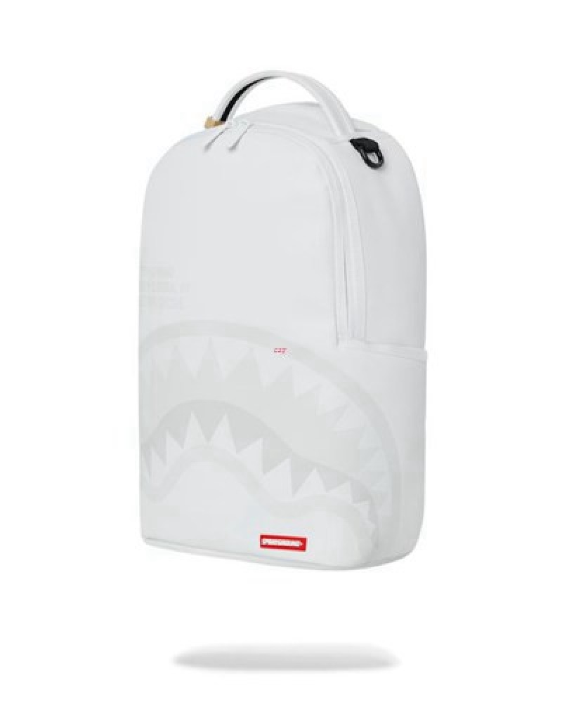 White Sprayground Shark Central (Dlxv) Backpacks | 03695-KPXN