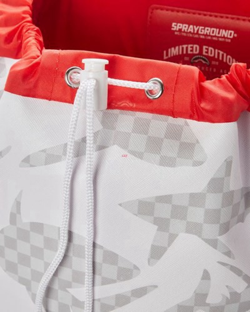 White Sprayground Shark Check Hills Backpacks | 39720-CIDE