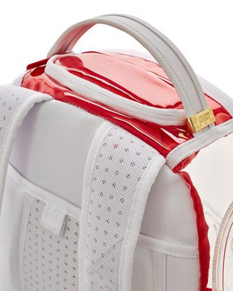 White Sprayground Sharks In Paris Clarity Backpacks | 92871-CZRF