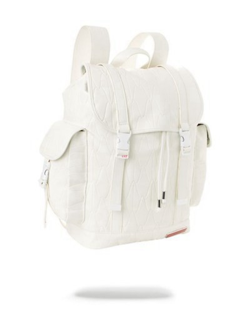 White Sprayground Sharks Of The World Monte Carlo Backpacks | 26907-LNIM