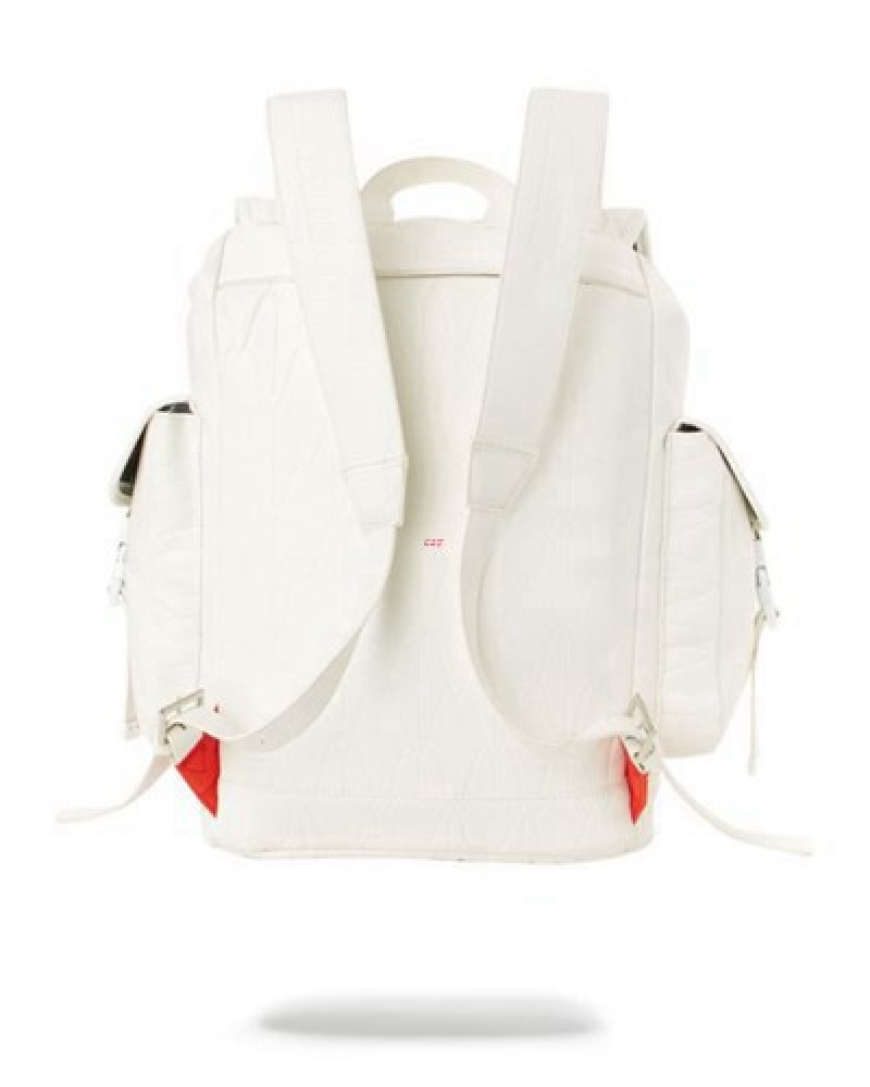 White Sprayground Sharks Of The World Monte Carlo Backpacks | 26907-LNIM