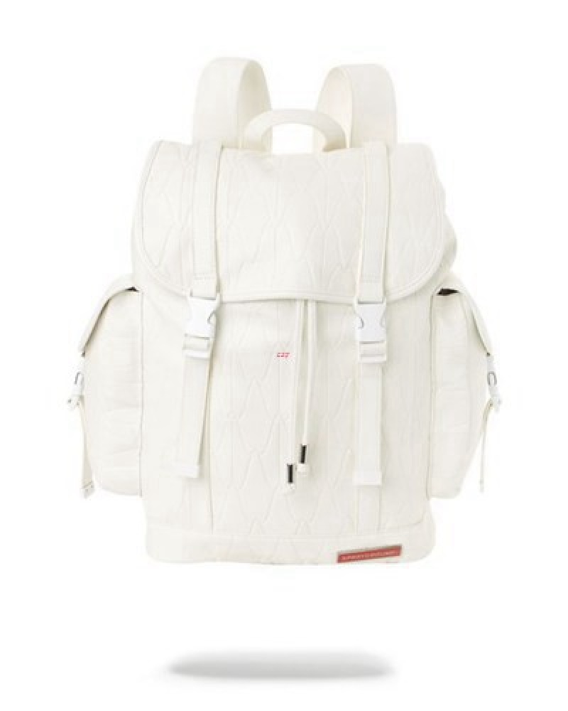 White Sprayground Sharks Of The World Monte Carlo Backpacks | 26907-LNIM