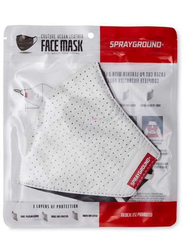 White Sprayground Sharks Of The World Vegan Leather Face Masks | 86452-FQSI